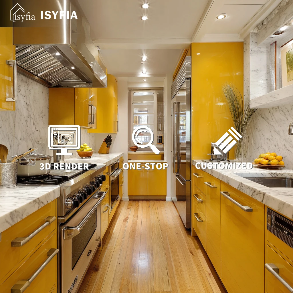 Custom Melamine Board Kitchen Cabinets Luxury Modern Cupboards for Villa Apartment Renovation - Image 5