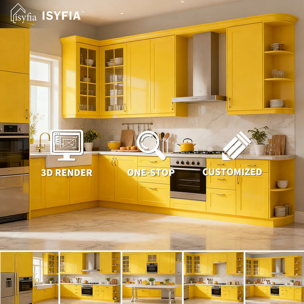 Custom Melamine Board Kitchen Cabinets Luxury Modern Cupboards for Villa Apartment Renovation - Image 2