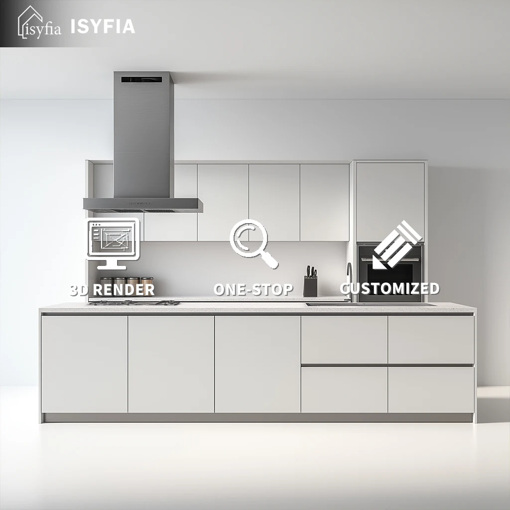 Custom Melamine Board Kitchen Cabinets Luxury Modern Cupboards for Villa Apartment Renovation - Image 3