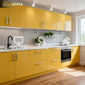 Custom Melamine Board Kitchen Cabinets Luxury Modern Cupboards for Villa Apartment Renovation