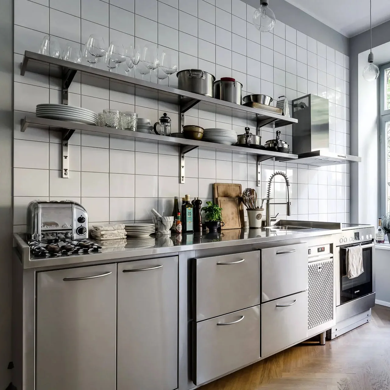 Durable Customized Solid Stainless Steel Countertop Storage Modular Kitchen Cabinet Kitchen Cabinet for Restaurant B&B Hotel - Image 2