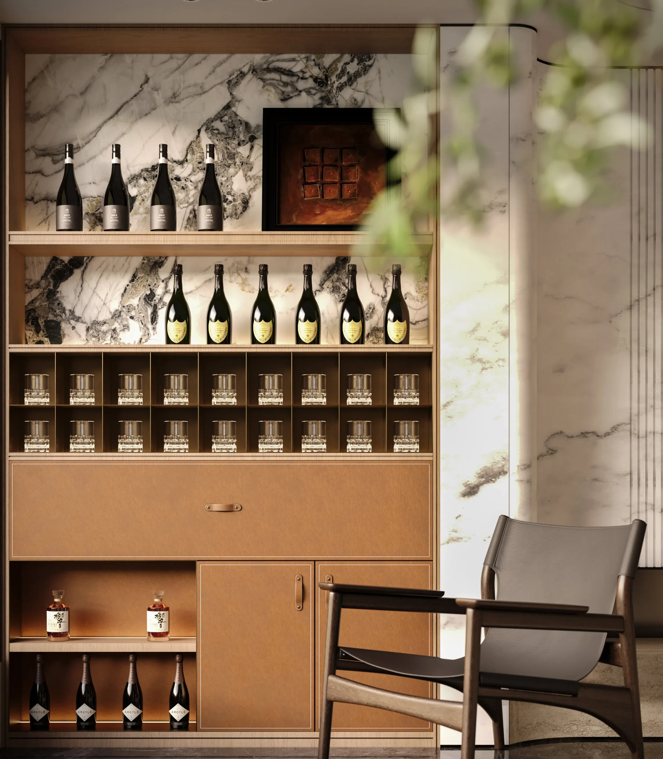 Kitchen Cabinet Design Interior Design of High-Volume Villas Sofa Wine Cabinet Living Room Apartment Villa Design - Image 3