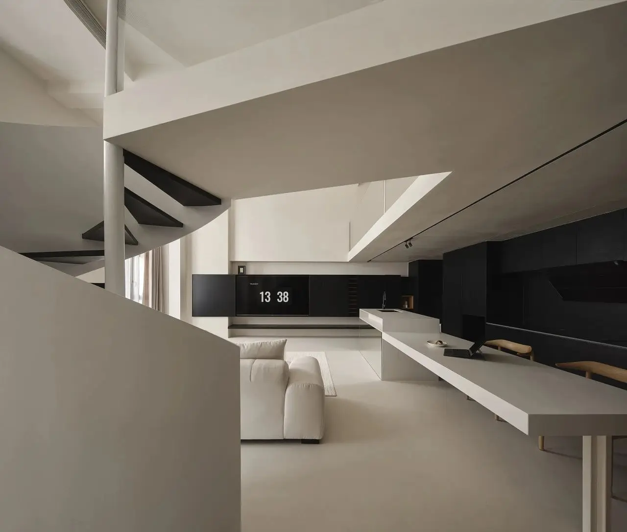 Simple High-End Business Style Black Kitchen Cabinet with Open Shelves and Island Smart Design Without Handles - Image 10