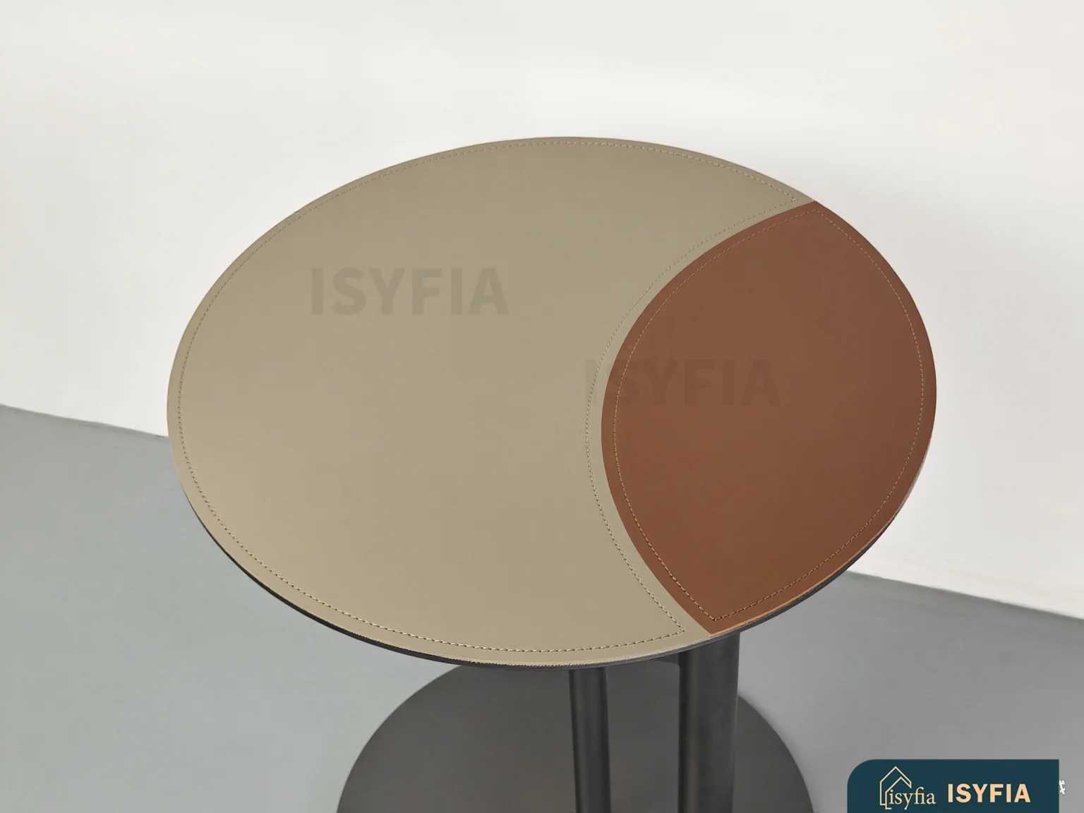 Mini Duotone Modern Minimalism Living Room Furniture Saddle Leather Corner Table with Metal for Home Use - Image 5