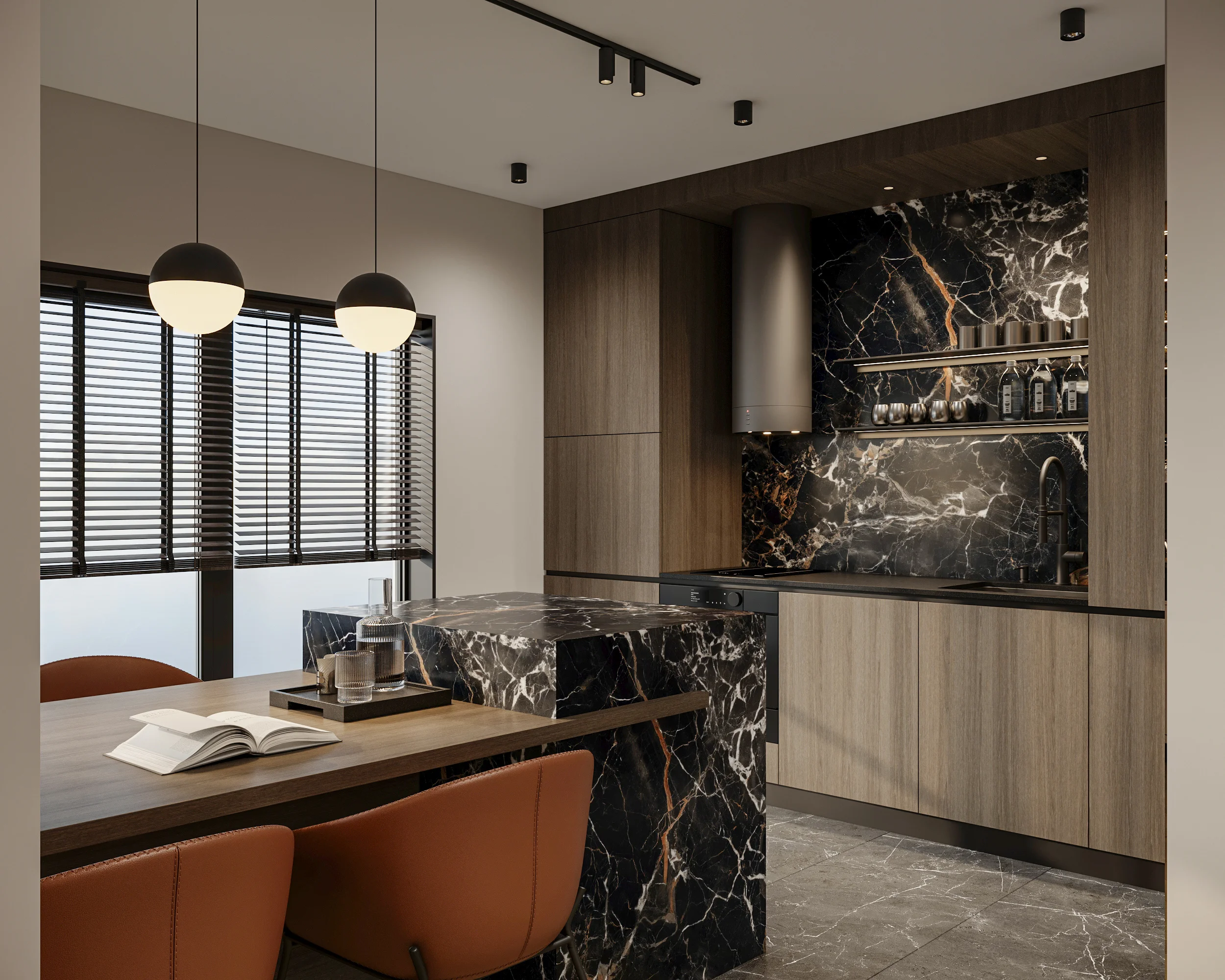 Apartment Villa Design Kitchen Cabinet Design Interior Design of High-Volume Villas Wine Cabinet Living Room - Image 9