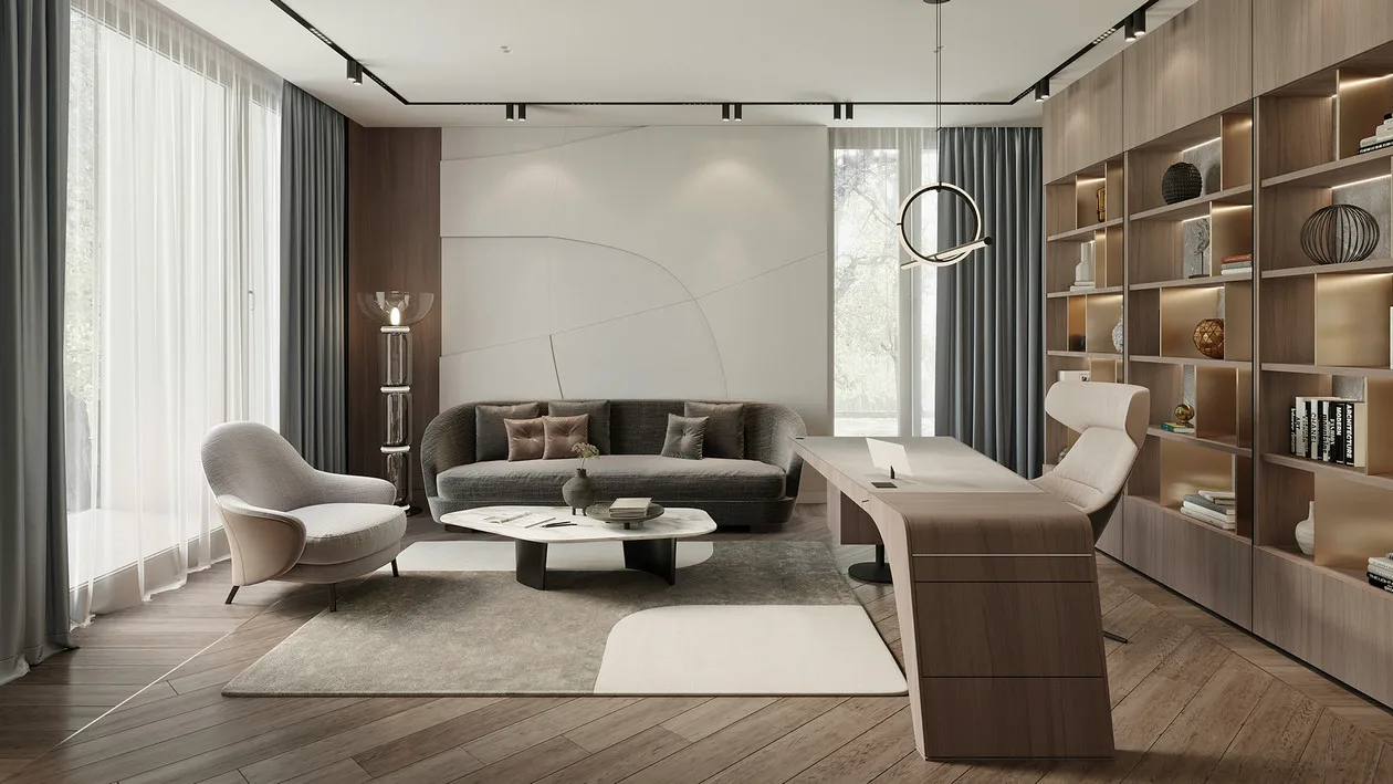 Custom-Made Modern Office Book Cases Study Room Open Bookshelf Open Bookcase Office Desk Household Desk Villa Office Furniture - Image 3