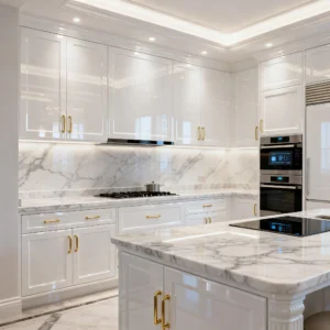 Luxury Modular Eco-Friendly Modern Kitchen Cabinets with 5-Year Warranty-High Quality Storage Solutions for Elegant Homes