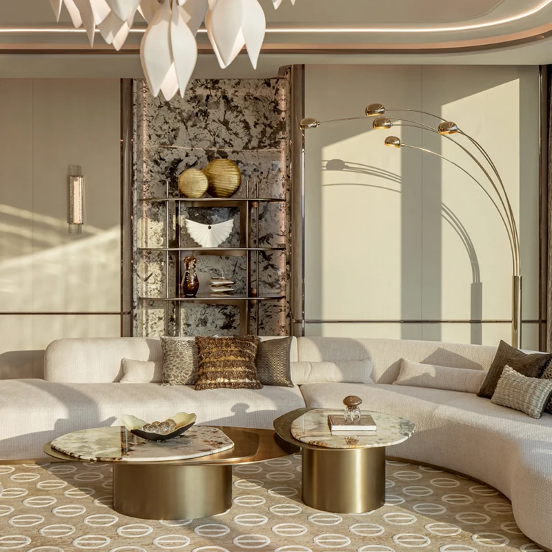 Luxury Custom Natural Marble Irregular Coffee Table Living Room Center Table Stainless Steel Sofa Tea Table for Villa Hotel - Image 4