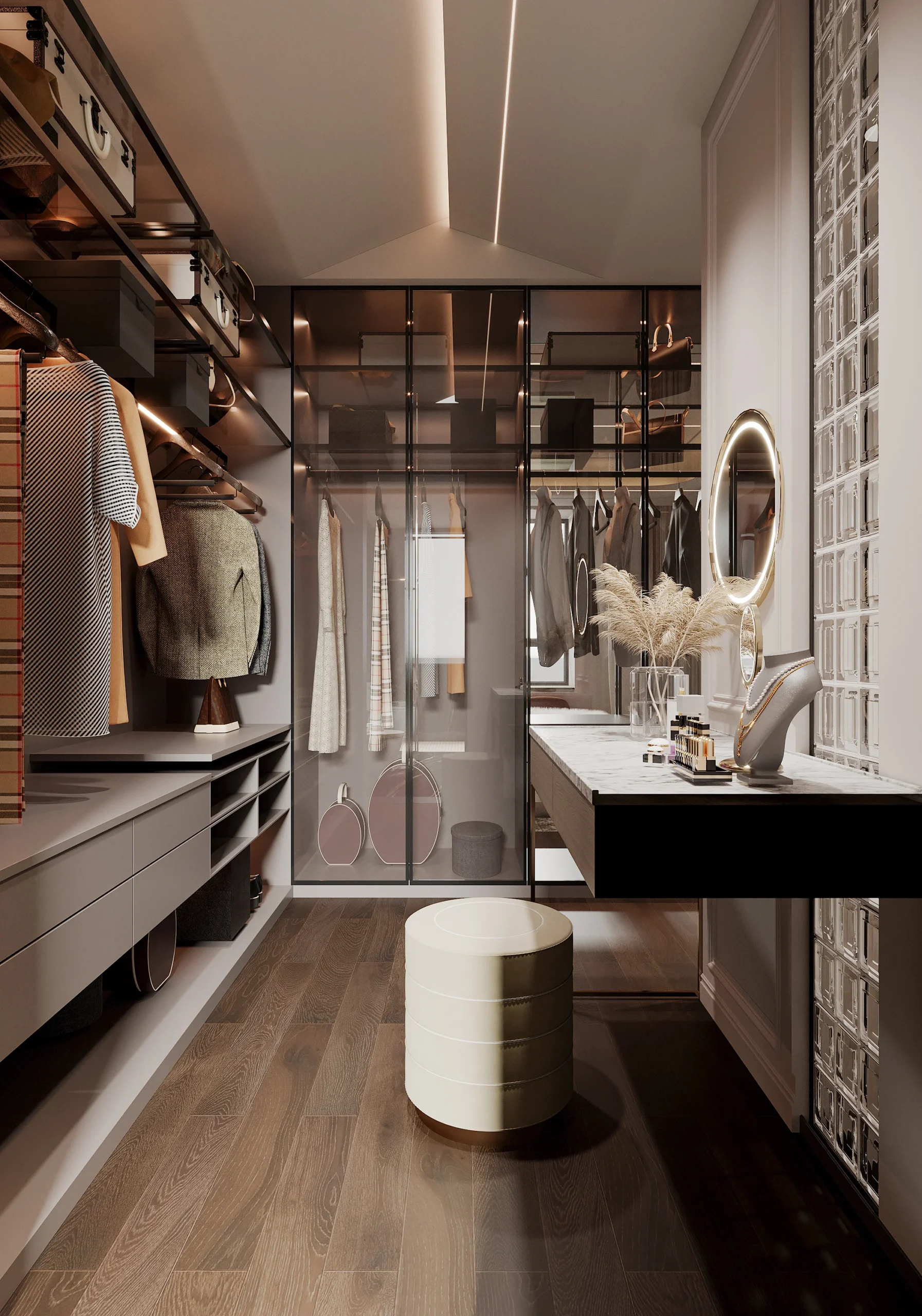 Villa Custom Designed Modern Kitchen Cabinets Open-Concept Hotel Walk in Closet Wardrobe Vanity Bathroom Open Garment Rack Area - Image 3