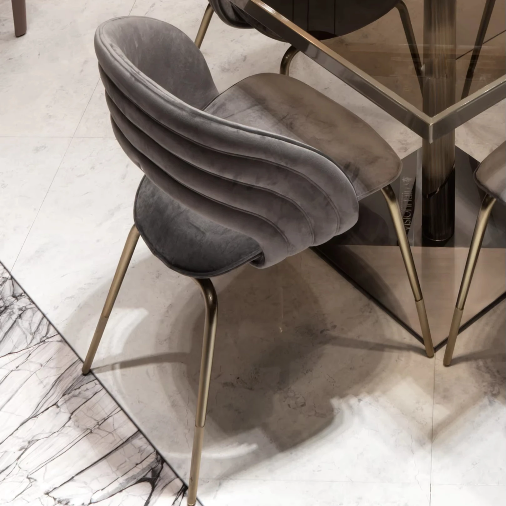 Modern Design Luxury 8-Seater Table Set with Marble round Dining Chairs for Hotels-Wood Folding Tables - Image 4