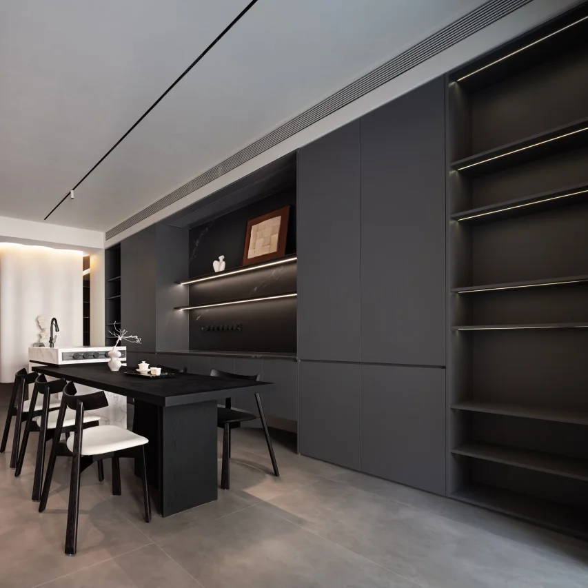 Custom Grey Melamine Board Kitchen Cabinet 3D Design Kitchen Furniture for Apartment & Villa Kitchen Space Optimization - Image 3