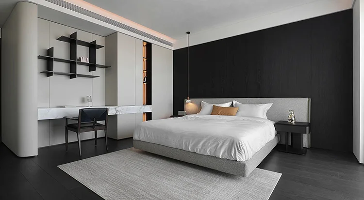 Luxury King Bed Bedroom Furniture Set Solid Wood Double Bed Convertible & Extendable Metal - Image 12