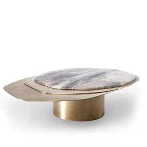 Luxury Custom Natural Marble Irregular Coffee Table Living Room Center Table Stainless Steel Sofa Tea Table for Villa Hotel