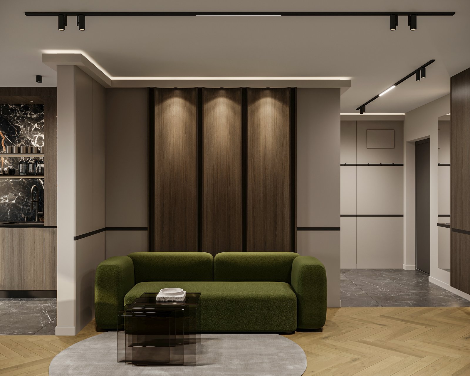 Apartment Villa Design Kitchen Cabinet Design Interior Design of High-Volume Villas Sofa Wine Cabinet Living Room - Image 2