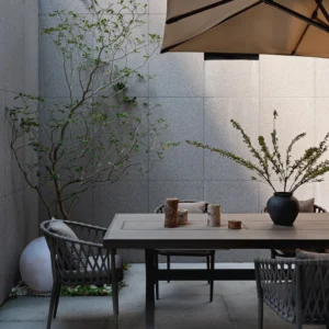 Outdoor Teak Wood Furniture Set Aluminum Courtyard Yard Table  Chair with Sunshade Umbrella for Home Balcony Veranda Table Chair