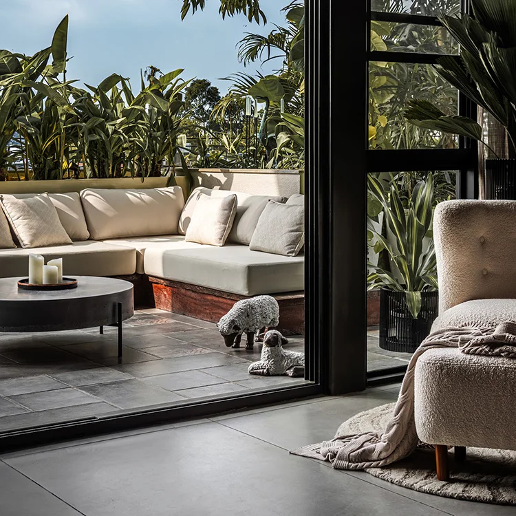 Hotel Garden Furniture Set Modern Waterproof Patio Sofa Home Aluminum Outdoor Suite Rope Weave Armchair Frame WPC Coffee Table - Image 4