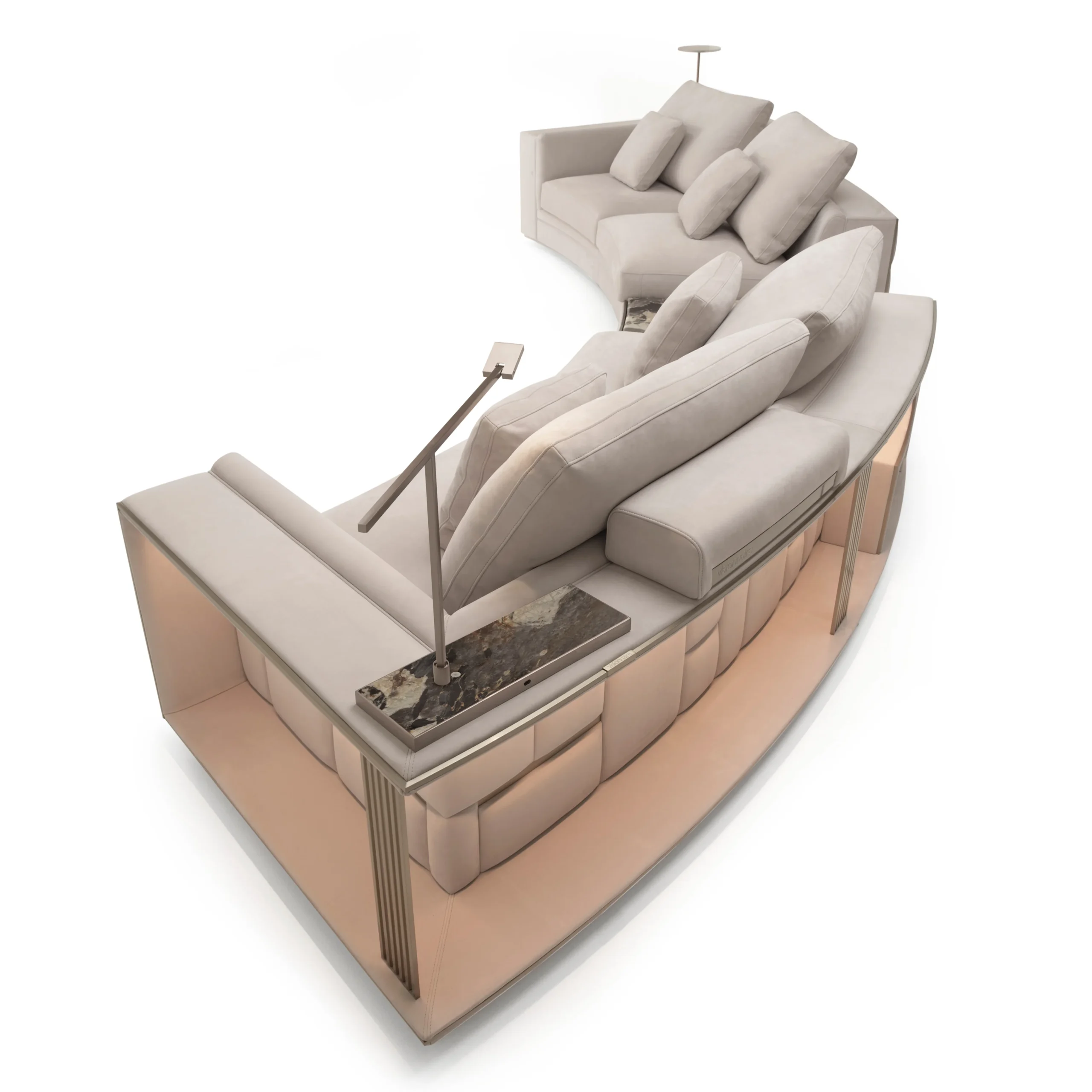 Luxury Modern Round Sofa Set Soft Velvet Special Shaped Cushions Cashmere White Minimalist Design Features Storage Filled Sponge - Image 5