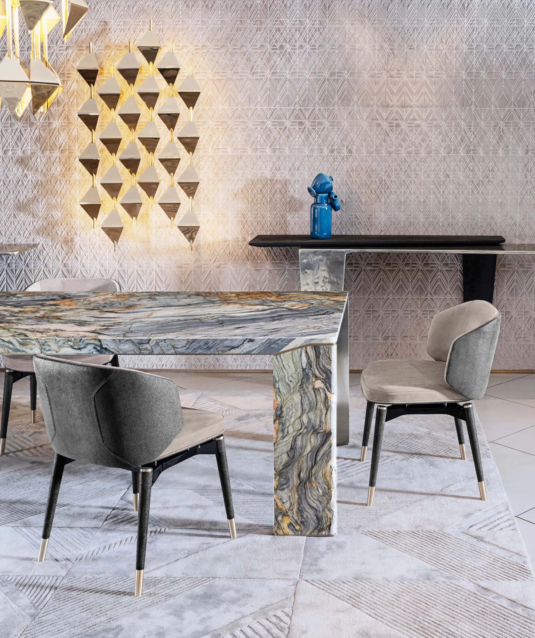 Modern Design Luxury 8-Seater Table Set with Marble round Dining Chairs for Hotels-Wood Folding Tables - Image 3