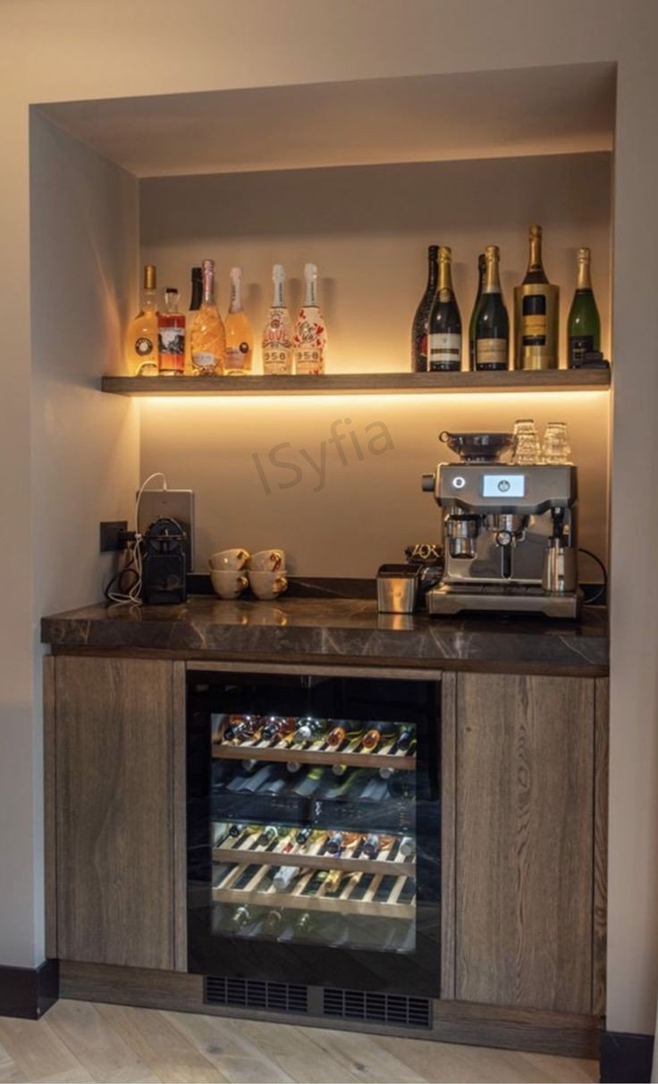 OEM Customized Wood Wine Bar Cabinet with Unique Display for Home Living Room or Wine Cellar Wood Panel Style Furniture - Image 3