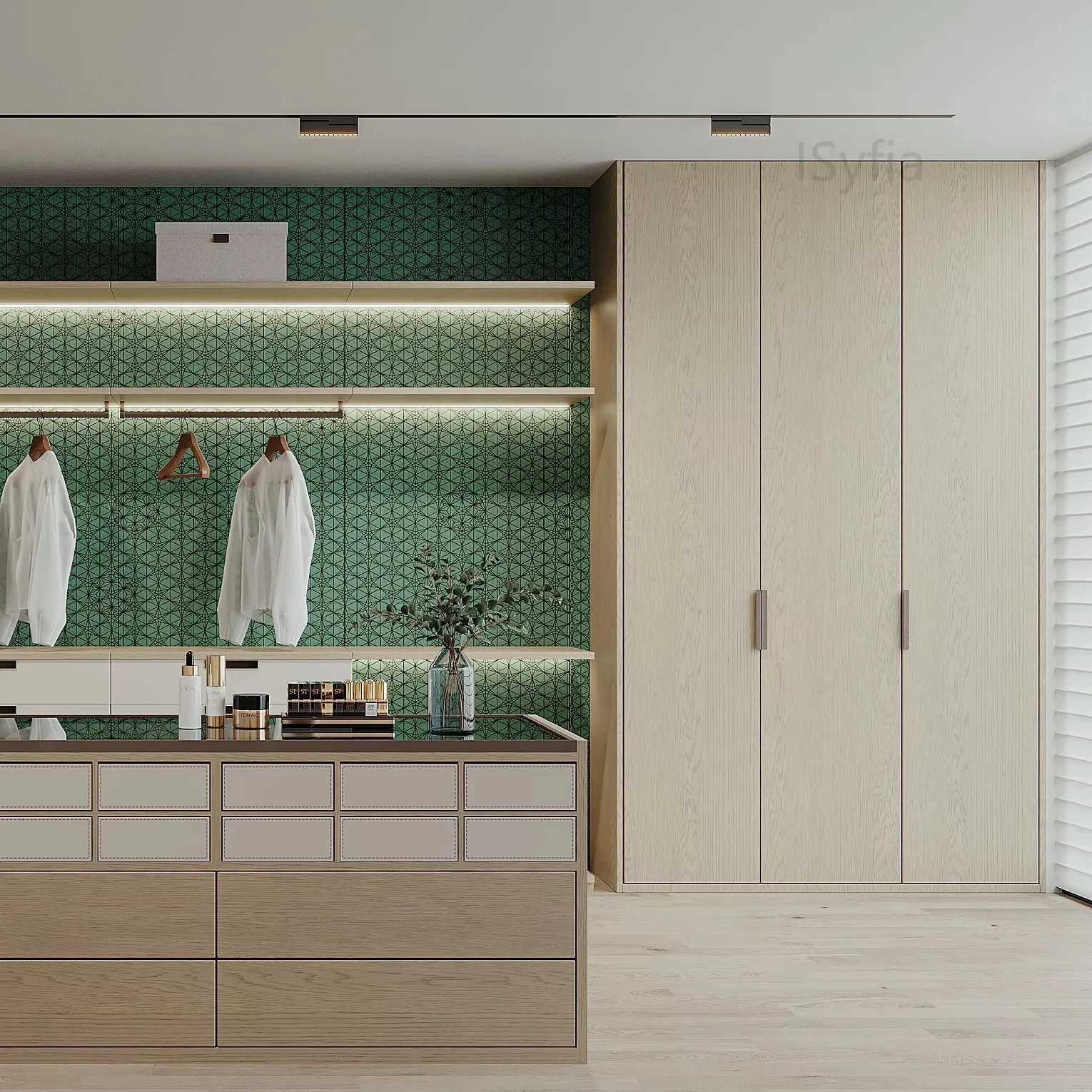 Luxury Contemporary Style Walk-In Closet Convertible Extendable Foldable Wood Door Custom Modern Bedroom Wall Design