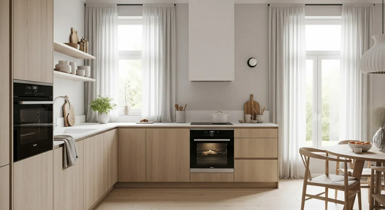 Modern Minimalism Villa Kitchen Cabinet Apartment Modular Cabinets Natural Wood Tone Kitchen Cabinets Original Wood Color - Image 9