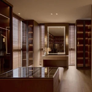 Villa Closet Minimalist Wall-Mounted Closet Living Room Suit Natural Wood Solid Wood Wall-Mounted Wardrobe System Walk in Closet