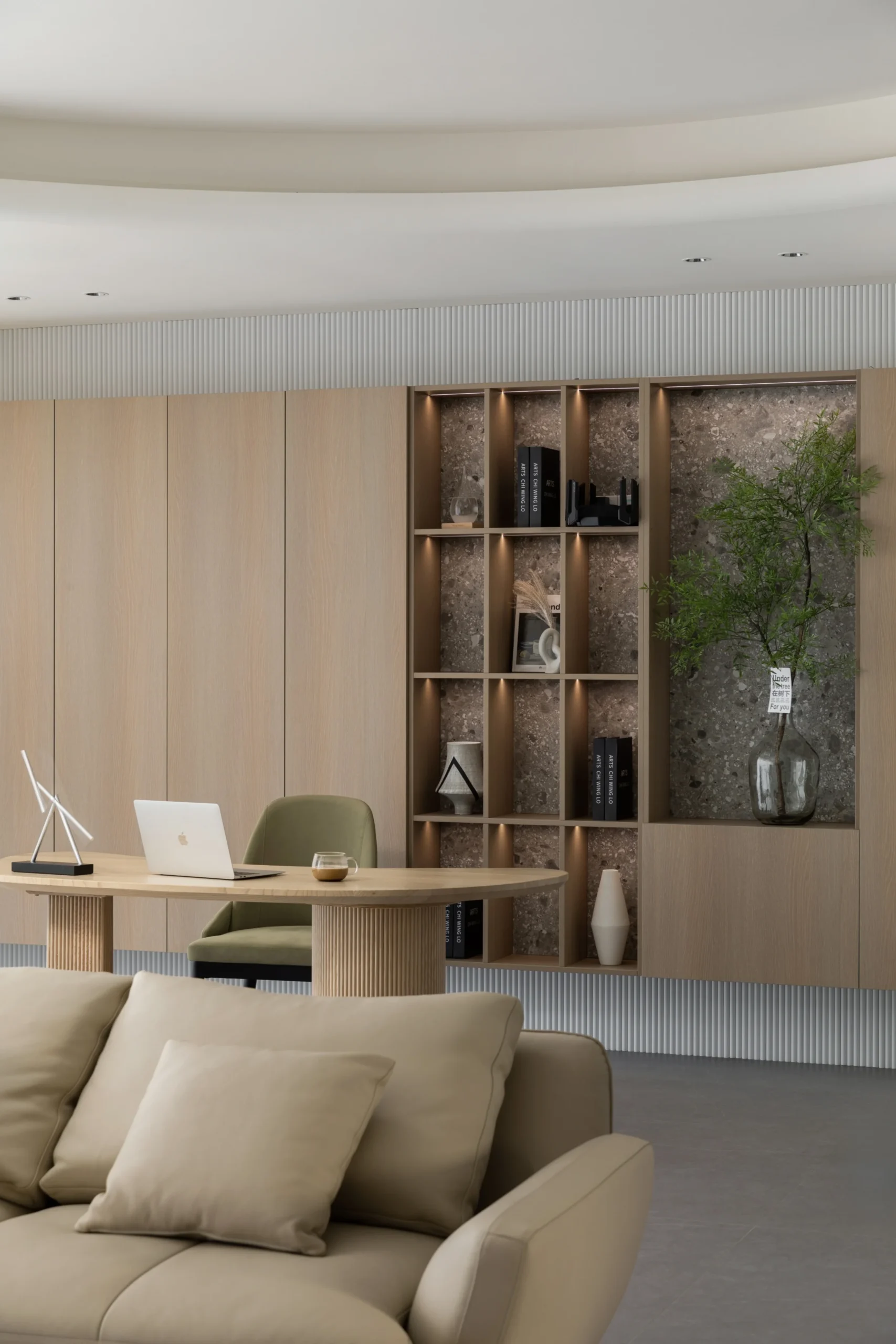 Interior Design Custom Furniture Wooden Cabinet Bookshelf Dining Room - Image 2