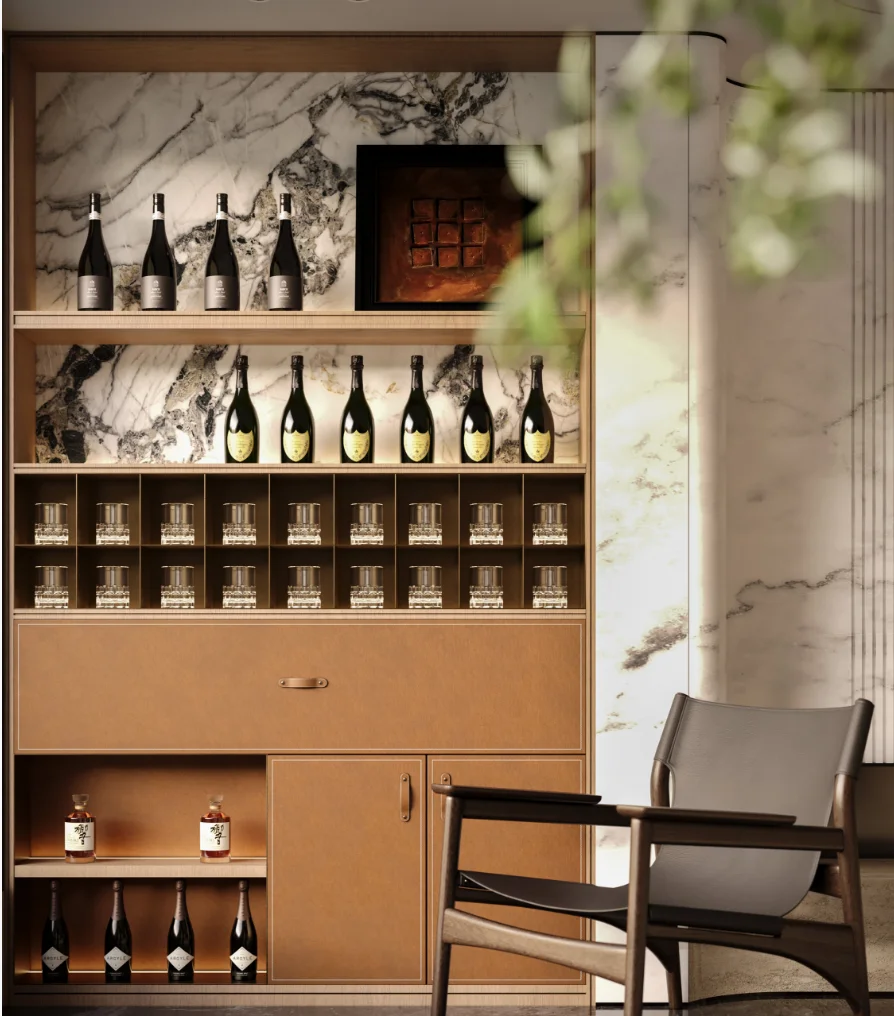 Apartment Villa Design Kitchen Cabinet Design Interior Design of High-Volume Villas Sofa Wine Cabinet Living Room - Image 7