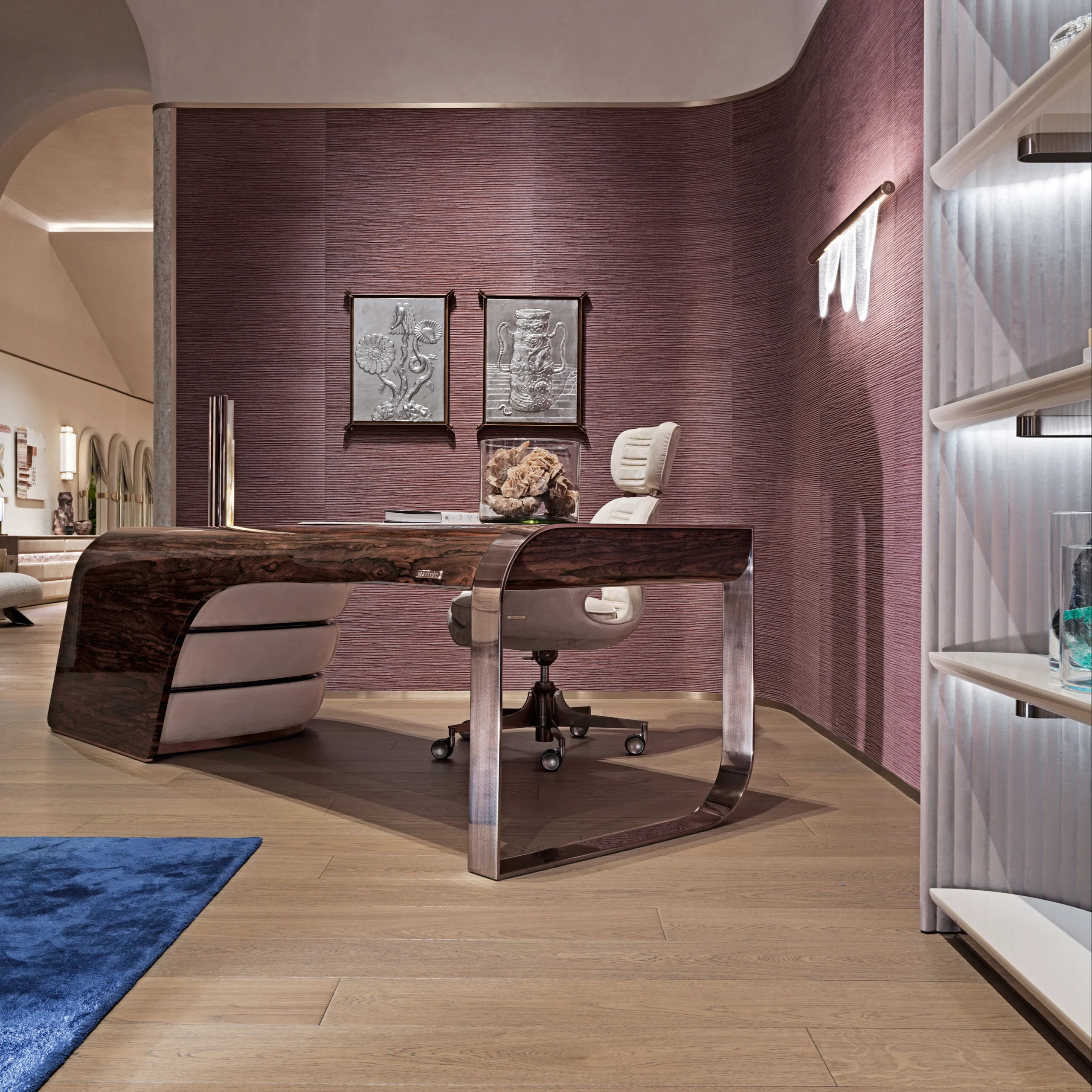 Modern Luxury Executive Office Desk Set Home Manager Gold Desk Chair Stainless Steel Extendable Feature