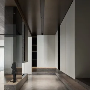 Stylish Modern Minimalism Villa Floating Shoe Cabinet Apartment Black-and-White Color Scheme High End Ultra-Narrow Frame Door