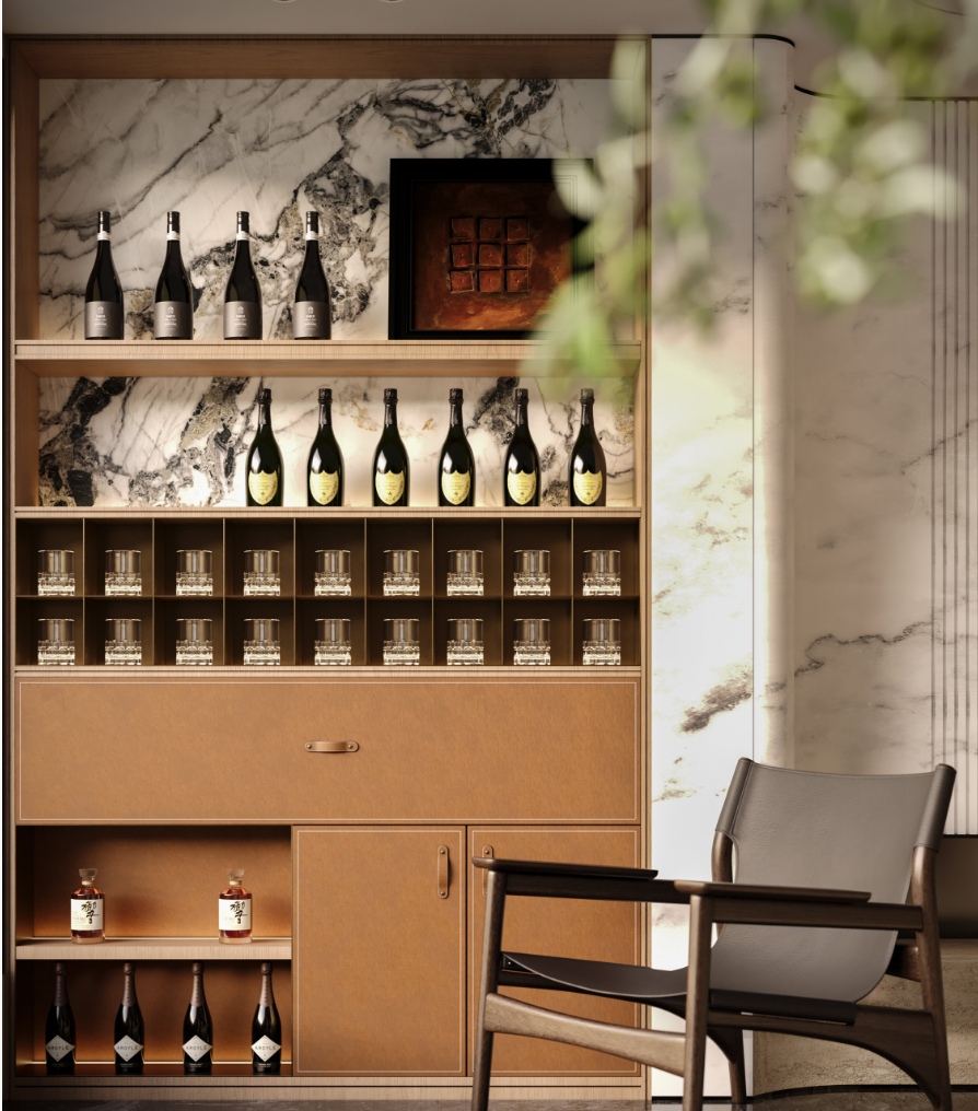 Apartment Villa Design Kitchen Cabinet Design Interior Design of High-Volume Villas Sofa Wine Cabinet Living Room