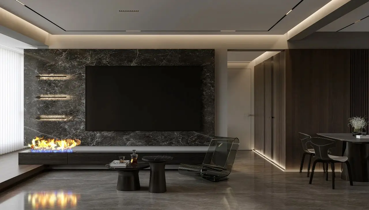 Apartment Villa Design Kitchen Cabinet Design Interior Design of High-Volume Villas Sofa Wine Cabinet Living Room - Image 3