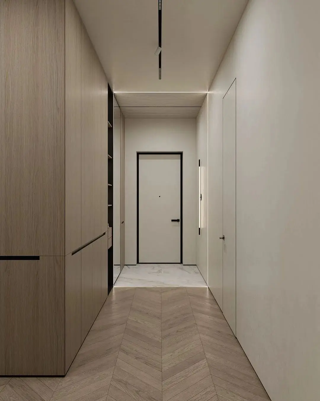 Modern Minimalism Villa Shoe Cabinet Apartment Natural Wood Tone Original Wood Color Invisible Door Ultra-Narrow Frame Door - Image 4