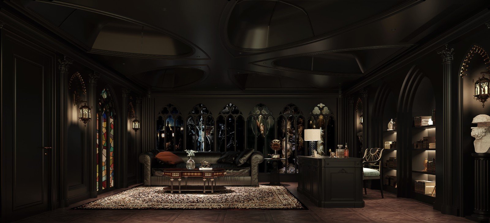 Villa Classic High-Ceiling Living Room Design Interior Design of High-end Custom Furniture Traditional Wine Cabinet Living Room - Image 15