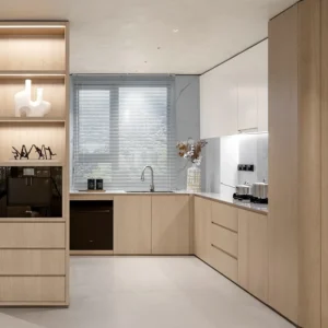 Modern Style Kitchen Cabinet with Vermont Brown Cabinets Flat Whole 3D Interior Design for Apartment Island Kitchen Cabinets