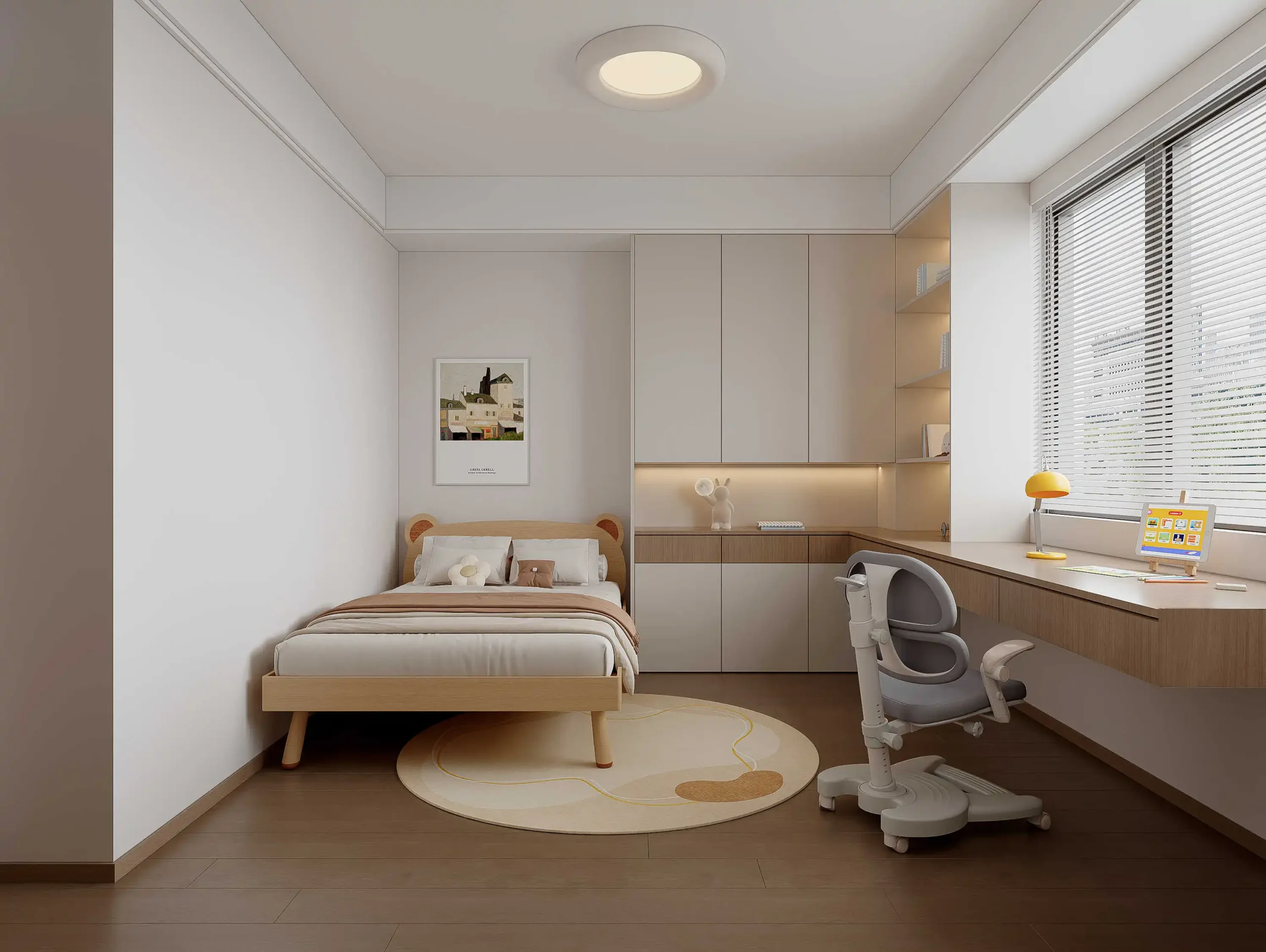 Creative Concept Design Simple Light Color Bedroom Space Bedroom Wardrobe Concept Design for Kids 3D Services - Image 10