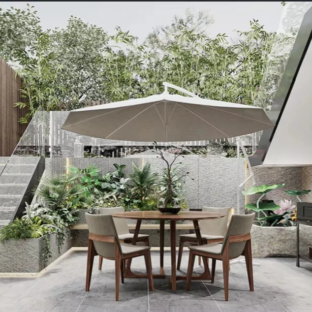 Modern Aluminum Rattan Dining Furniture Set Wood Outdoor Sofa for Courtyard Hotel Park Villa Use Import Fabric Pattern China - Image 2