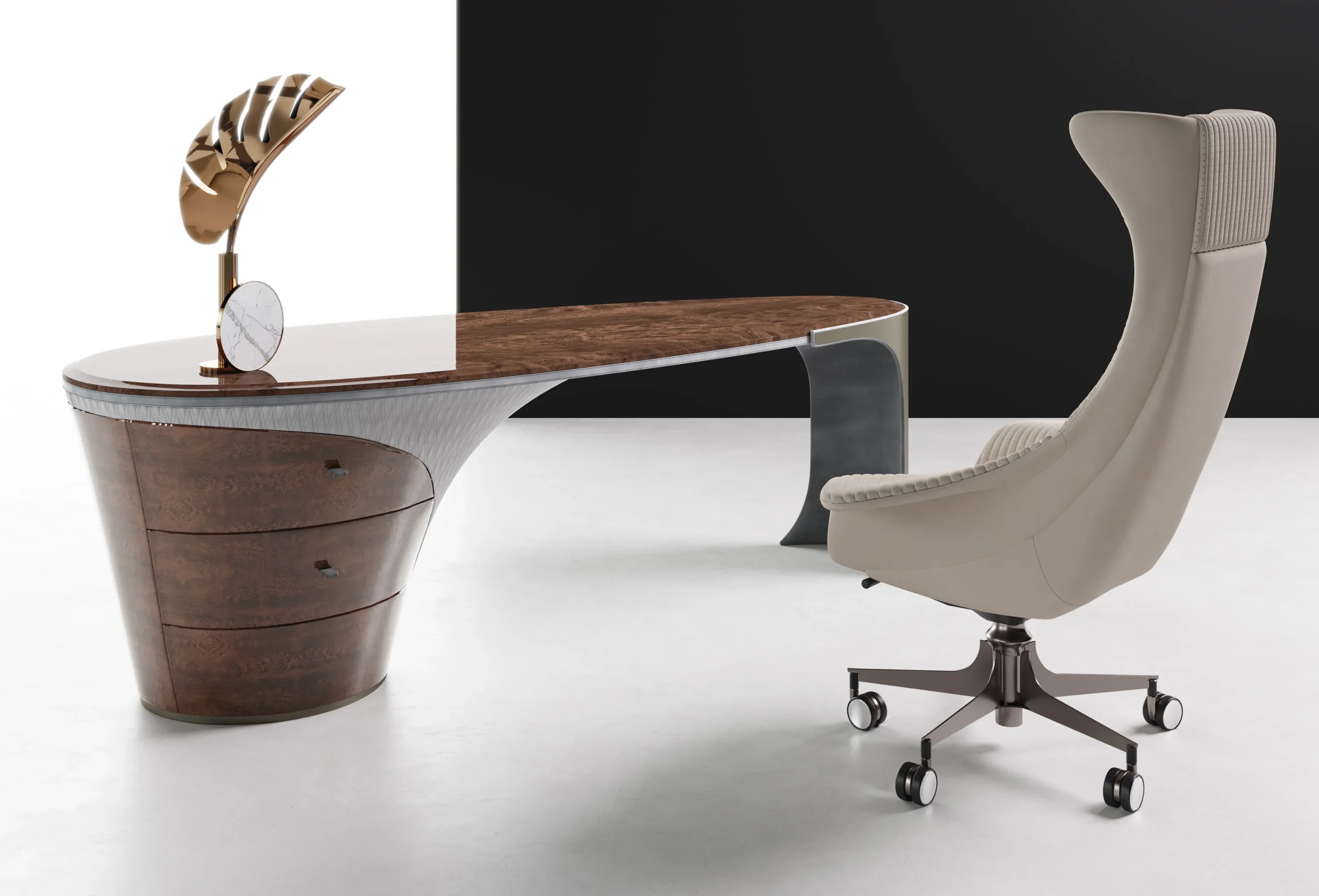 Simple and Modern Office Furniture Set High-end Stainless Steel Work Home Office Desk and Chair - Image 3