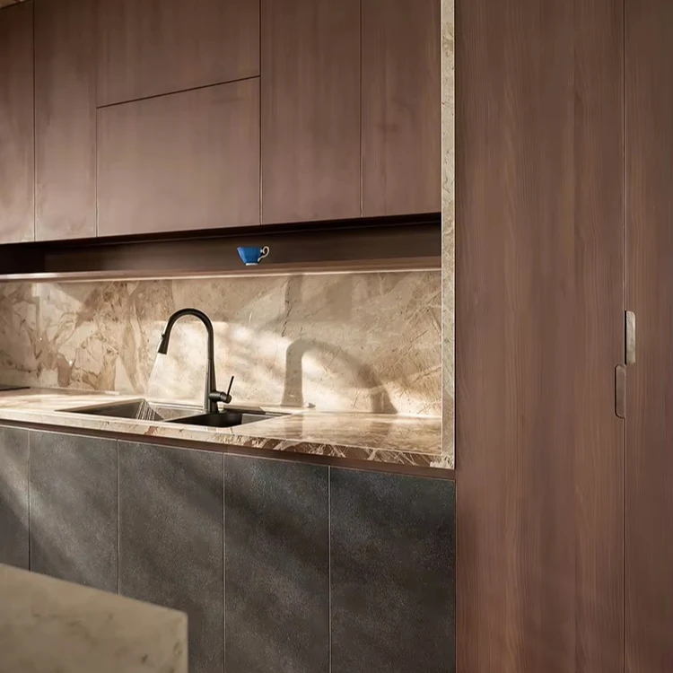 Modern Luxury Kitchen Cabinet Customizable Full Set Furniture Model Modular Size Exterior Supplier Cheap Kitchen Melamine Board