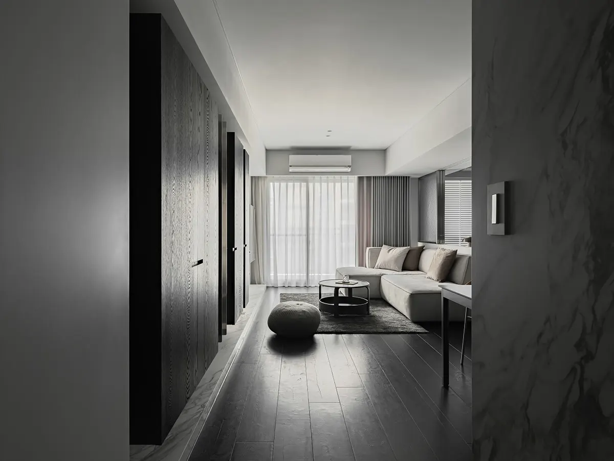 Dark Black Kitchen Cabinet Modern Melamine Board Wood Modular Stainless Steel Cabinet Furniture Apartment Villa Island Cabinet - Image 4