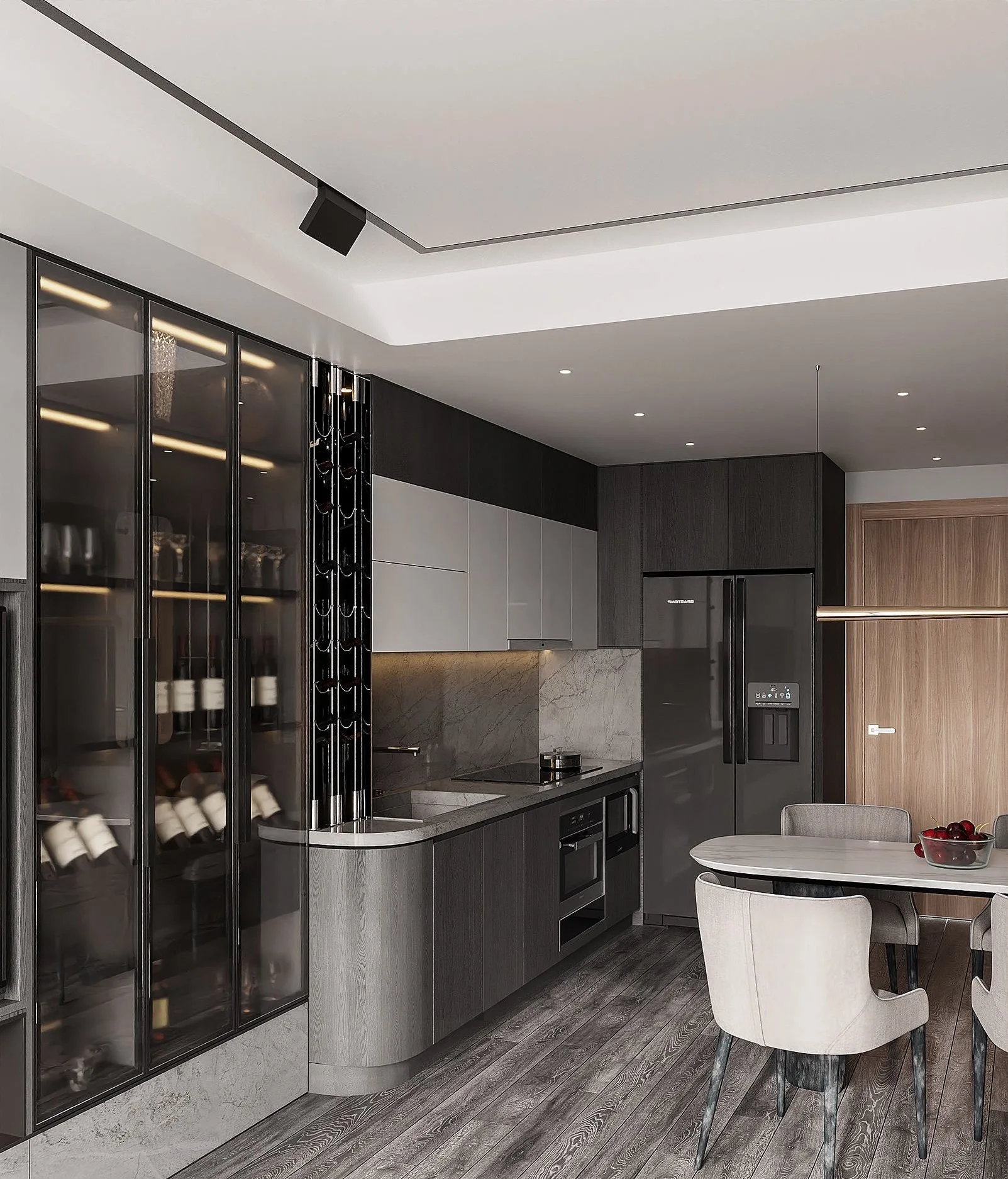 Apartment Villa Design Kitchen Cabinet Design Interior Design of High-Volume Villas Sofa Wine Cabinet Living Room - Image 9