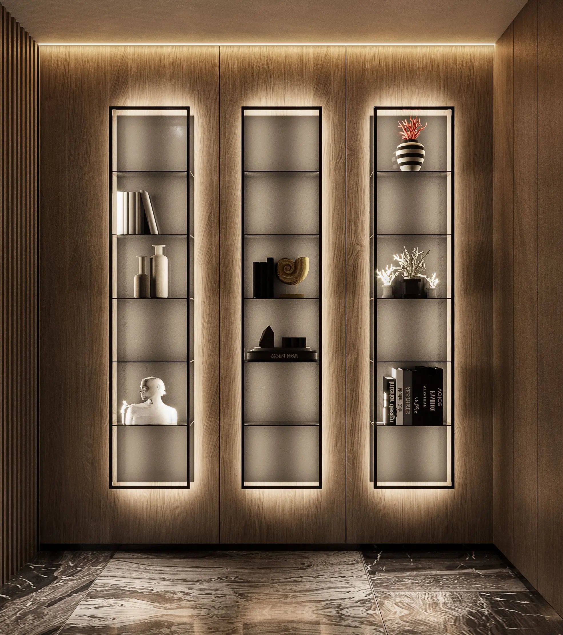 Office Furniture Book Shelf Executive Desk Premium Seat Office Building Desk Vanity Bathroom Suspended Aluminum-Frame Cabinet - Image 5