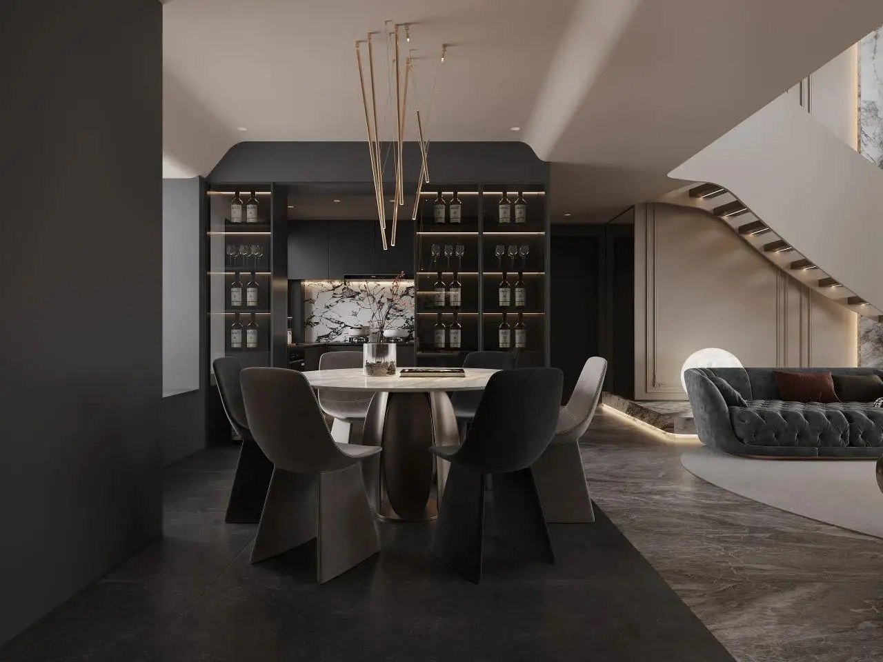 Kitchen Cabinets Dark Minimalist Style and Modern Style Customized Cabinetry One-Stop Turnkey Service Laundry Room Dining Room - Image 3