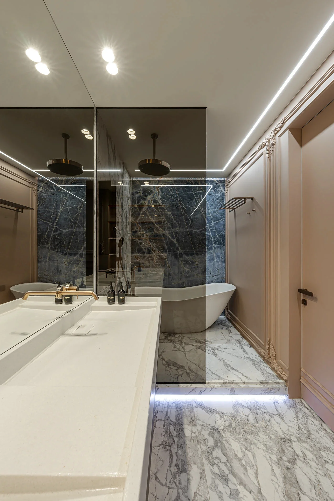 Modern Style Bathroom Cabinet with Bath Mirror MDF Carcase and Ceramic Countertop for Villa Apartment Towhouse - Image 8