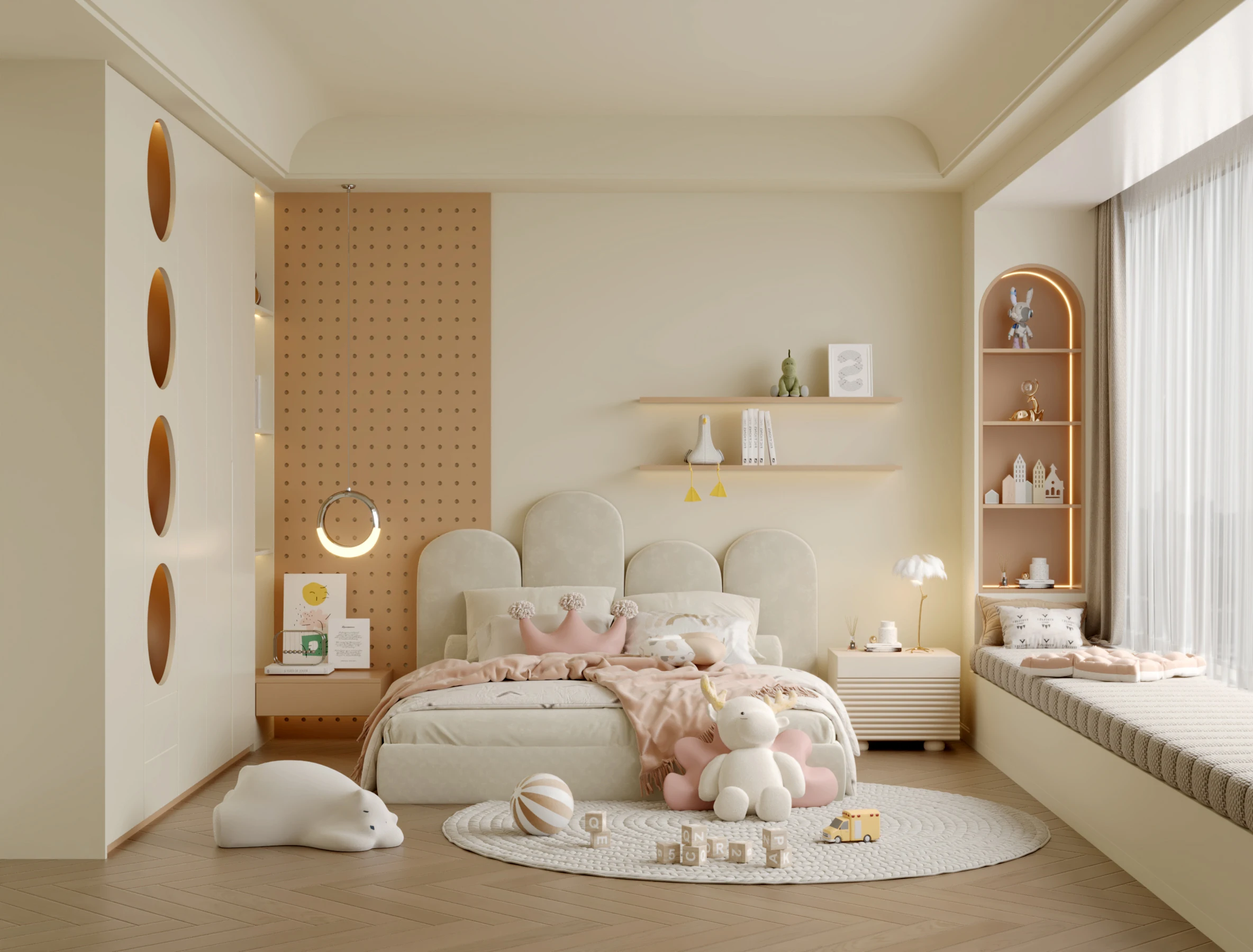 Creative Concept Design Simple Light Color Bedroom Space Bedroom Wardrobe Concept Design for Kids 3D Services - Image 8
