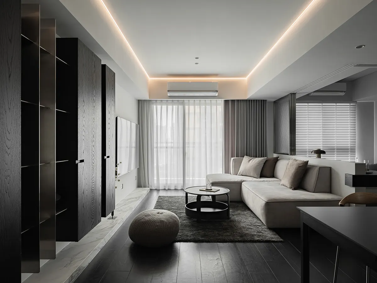 Dark Black Kitchen Cabinet Modern Melamine Board Wood Modular Stainless Steel Cabinet Furniture Apartment Villa Island Cabinet - Image 3