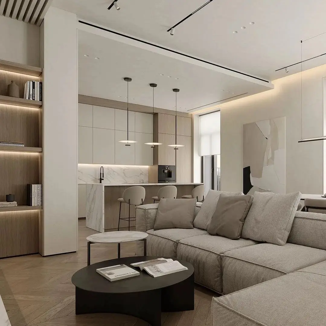 Modern Minimalism Villa Kitchen Cabinet Apartment Modular Cabinets Natural Wood Tone Kitchen Cabinets Original Wood Color - Image 7