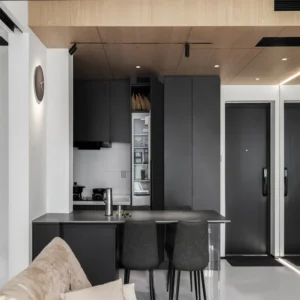 Solid Wood Curved Corner Kitchen Cabinets Modern White Drop-Down Design with Aluminum Cabinet Modern Kitchen Furniture