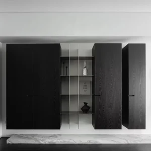 Customizable Modern Design Black Wood Storage Cabinet for Home Office Hotel or Apartment Urban Living Room Furniture