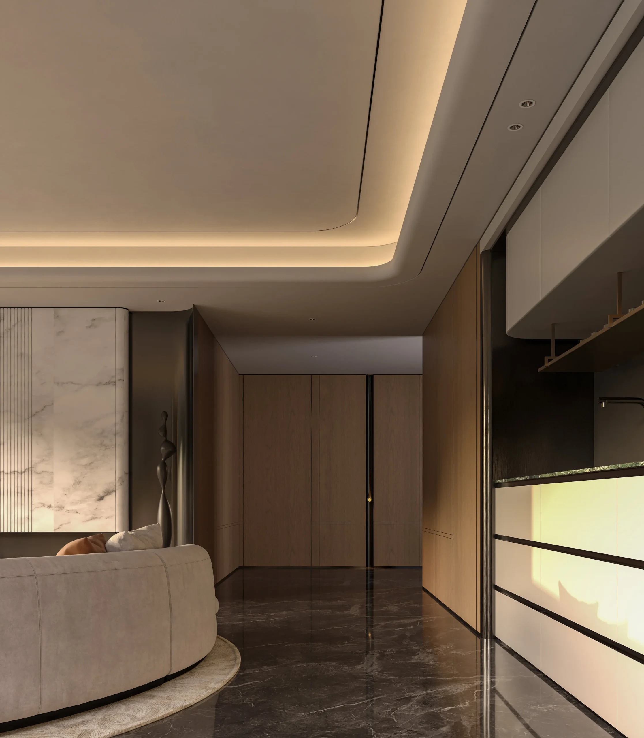 Kitchen Cabinet Design Interior Design of High-Volume Villas Sofa Wine Cabinet Living Room Apartment Villa Design - Image 2